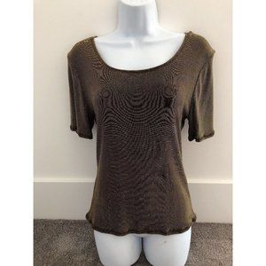 Donna Jessica Women's  Metallic Green Short Sleeve Top. NWT DJ6
